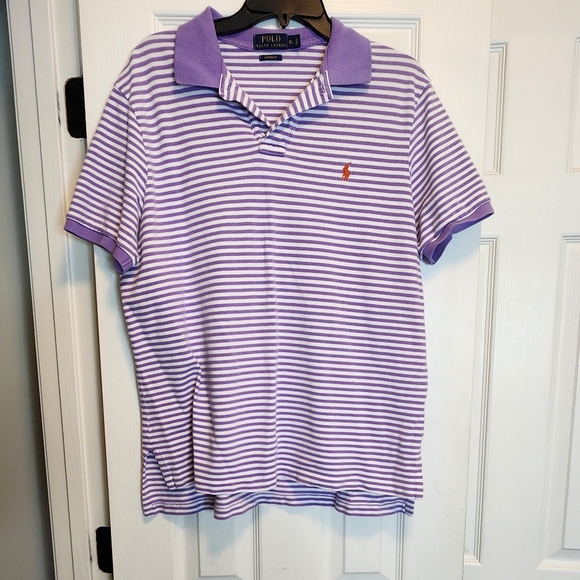 Polo Ralph Lauren Purple Striped Polo Size XL - Picture 2 of 7